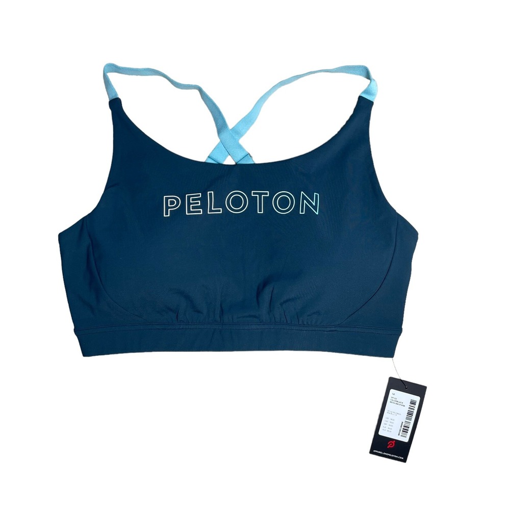 New Womens Peloton Sports Bra Blue‎ SP122 Mesh Back Bra Size 1X MSRP $58